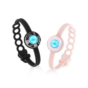 Imagem de Pulseiras de toque de longa distância, luz e vibração para o amor - Par de pulseiras para casais, presentes de relacionamento de longa distância para namorada, mãe e filha, irmãs, aplicativo Bluetooth
