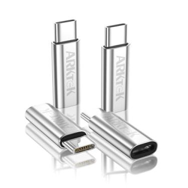 Imagem de ARKTEK Adaptador USB-C i OS cabo de iluminação (fêmea) para USB tipo C (macho) – adaptador de carregamento com resistor 56K, compatível com Galaxy S20 Note 10 Pixel 4 e mais, Sivler Alumínio (pacote com 4)