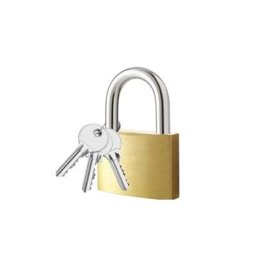 Imagem de Cadeado de latão sólido com chave, cadeados de armário de academia, fechadura com corpo de 40 mm de largura, para interior, portão, garagem, armazém, cerca