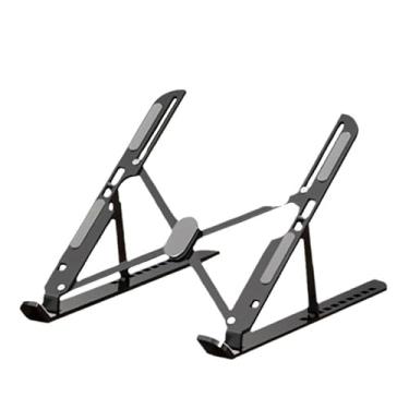 Imagem de YYLJLXX Suporte portátil para laptop, suporte dobrável de liga de alumínio, ouro rosa, altura ajustável, design antiderrapante, suporte ergonômico de mesa para MacBook, notebook (preto)