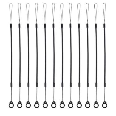 Imagem de 12pçs Cordão Elástico para Caneta, Alça Retrátil com Mola e Anti-Perda Prancheta com Anel de Silicone Cordão para Prender Caneta à Tela Sensível Ao Toque (Preto)