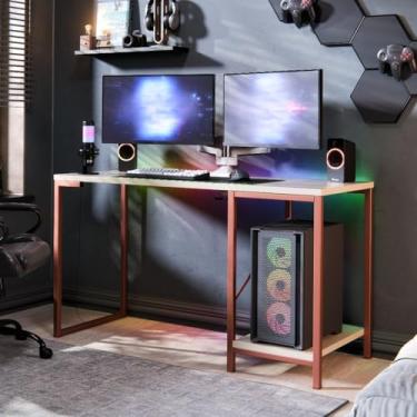 Imagem de Mesa de jogo e escritório em casa e prateleiras de estilo industrial(Cobre Off)