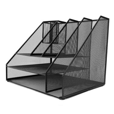 Imagem de Cryfokt Bandeja de Cartas de Organizador de Papel, Malha de Mesa de Mesa Organizador de de de de para Escritório, Armazenamento de Suprimentos para