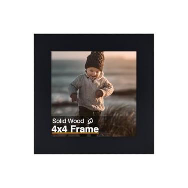 Imagem de KINLINK Porta-retrato 10 x 10 cm, molduras quadradas pretas de madeira maciça para fotos 10 x 10 sem tapete, moldura de parede e mesa, preta, 1 pacote