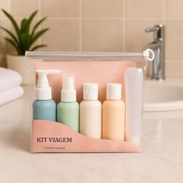 Imagem de Kit 5 Frascos de Viagem Multiuso + Estojo Transparente - FWB