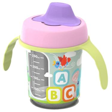 Imagem de Copo Infantil Transição Baby Rosa C Alça Visor Lateral 350Ml