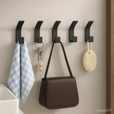 Imagem de Kit 5 Gancho Suporte De Parede Resistente Sem Furos Adesivo - Bmax, Pr