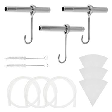 Imagem de WhSunVo Kit de batida de xarope de bordo de aço inoxidável com 3 ganchos escovas de limpeza de tubos de grau alimentício à prova d'água kit de batida reutilizável de xarope de bordo kit de batida de
