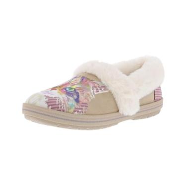 Imagem de Skechers Chinelos femininos Bob's Too Cozy - Snuggle Babes, Castanho-Acinzentado/Multi, 34