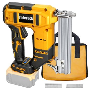 Imagem de rndecuck Pistola de pregos sem fio calibre 18 compatível com bateria máxima Dewalt de 20 V (sem bateria), prego sem escova 2 em 1 com 1000 pregos e 1000 grampos, pistola elétrica para casa, faça você