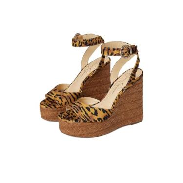 Imagem de Jessica Simpson Sandália feminina Kamindi Espadrille Wedge, Estampa de tigre natural, 42
