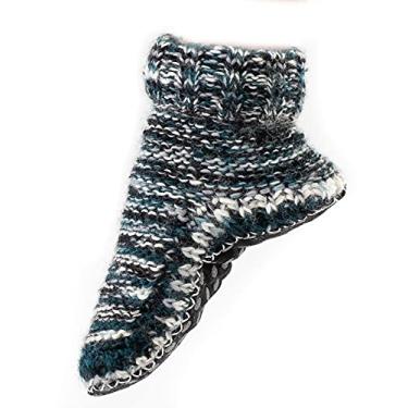 Imagem de Tibetan Socks Meia de lã forrada à mão com forro de lã, sola antiderrapante, Escala de cinza, 11-12.5 Women/9-10.5 Men