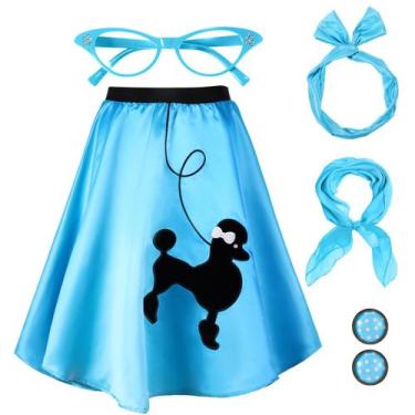 Imagem de Conjunto de saias Poodle Costume Hicarer dos anos 50 Lake Blue Large