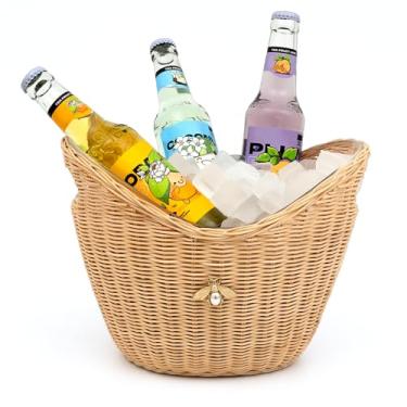 Imagem de Houselyla Balde de gelo com alça, design de busket de camada dupla de tecido e acrílico - mãos anticongelantes, antivazamento de água, balde de vinho champanhe 4l para bar de coquetel, festas