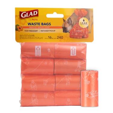 Imagem de Glad Sacos de lixo para cães grandes, perfumados, resistentes a rasgos, 16 rolos | Sacos de cocô de cachorro resistentes para limpeza rápida e fácil de resíduos de cães | 16 rolos de sacos de lixo,