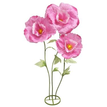 Imagem de Flores gigantes decoração de flores de papel, decoração floral artificial grande com base em pé, casamento, aniversário, festa em casa, banquete, dia das mães, pano de fundo para fotografia, adereços