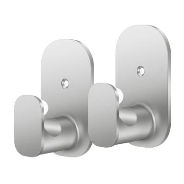 Imagem de Suportes de varão de cortina sem broca, pacote com 2, ganchos autoadesivos de varões de cortina para postes de 5/8 polegadas e 4/8 polegadas, suportes de varão de cortina adequados para locatários