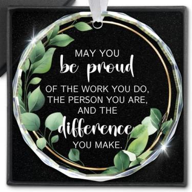 Imagem de Thank You Appreciation Gifts for Women Boss Coworkers Manager Mentor Teacher Nurse Mom Friends Retirement Farewell Leaving Going Away Gifts Ornamento de vidro