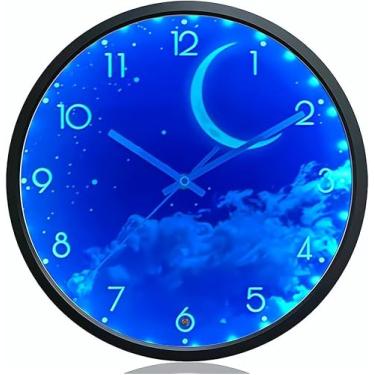 Imagem de OCEST Relógio de parede com luz noturna de 30 cm, grande display digital que brilha no escuro, presente de aniversário infantil, silencioso, operado por bateria, relógios de parede LED para quarto