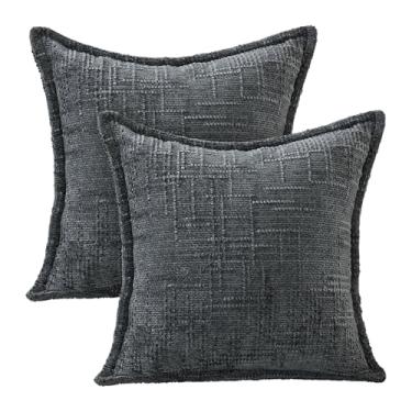 Imagem de AVOIN colorlife Capas de almofada modernas cinza escuro 3D com design de linha elevada, 45,7 x 45,7 cm, capa de almofada macia, boêmia, decoração de luxo para quarto, férias, casa, sofá, conjunto de 2