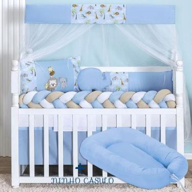 Imagem de Kit Berço Americano com Ninho Redutor de Bebê Completo Nuvem Menina e 