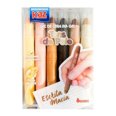 Imagem de Giz de Cera em Gel 06 Cores Com Ponta Retrátil - 3 Modelos - Kaz, Pele