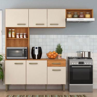 Imagem de Cozinha Compacta Nina 6 Portas 1 Gaveta Cinamomo/Off White - Fellicci