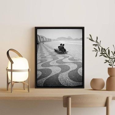 Imagem de Quadro Foto Antigo Casal Copacabana 45x34cm - Vidro