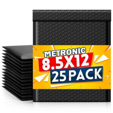 Imagem de Envelope METRONIC 8,5 x 12 polegadas preto impermeável, pacote com 25