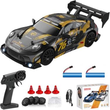 Imagem de KAIMIO 1:24 Scale RC Drift Car 4WD 2.4GHz 30KM/H High Speed Racing Sport Toy Car with LED Lights, Racing and Drift Wheels (8606-Black)