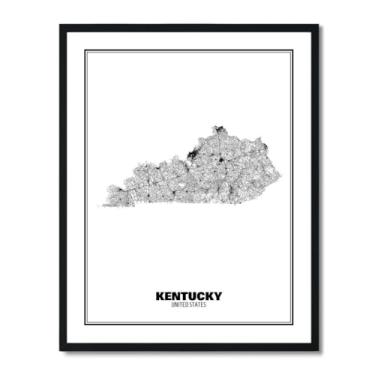 Imagem de Susie Arts Pôster de arte abstrata de mapa de rua do estado de Kentucky 28 x 35,5 cm, sem moldura, decoração de parede, escritório em casa, escola, sds015