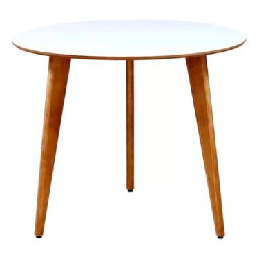 Imagem de Mesa De Jantar Redonda Júlia 60cm - Pés Em Madeira Maciça (Branco)