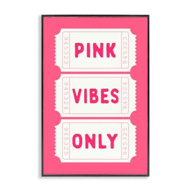 Imagem de Stupell Industries Pink Vibes Only Tickets Arte giclée emoldurada preta, design por Lettered and Lined, 76 x 50 cm