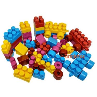 Imagem de Blocos Montar e Encaixar 64 Peças Grandes Coloridas P Bebê - Didático 
