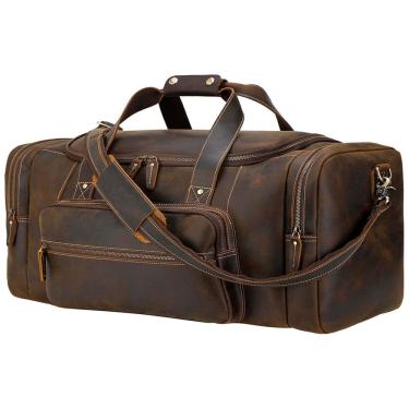 Imagem de Bolsa de Viagem Masculina Clássica de Couro 72L, POLARE , Marrom