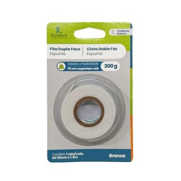 Imagem de Fita Dupla Face Espuma Branca 12mm x 1,5m Uso Interno - KORETECH