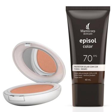 Imagem de Kit Protetor Solar Episol Color Pele Morena FPS 50 Pó Compacto 10g e Protetor Solar Tom 6 Negro FPS 70 40ml