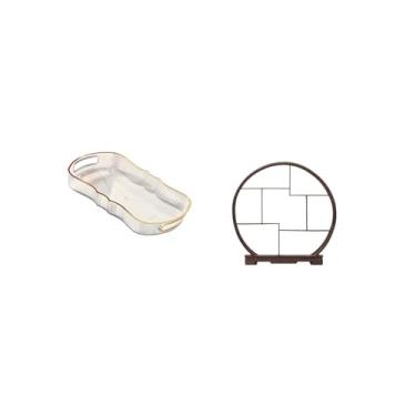 Imagem de Fenteer Bandeja Elegante para Servir Alimentos E Frutas com Penteadeira de Banheiro E Recursos de Armazenamento de Cosméticos, de Suporte de Madeira para