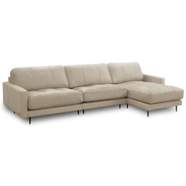 Imagem de Sofá 4 Lugares Com Chaise Direito Sala Living 316cm Logus L06 Couro Be