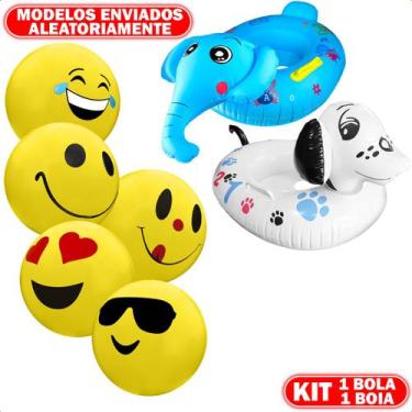 Imagem de Boia Bote Infantil Bola Inflável Praia Piscina Festa Kit - Winmax