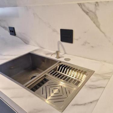 Imagem de Pia Cuba Com Escorredor de Louças 80x40cm Cozinha Integrada Inox 304 C