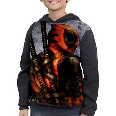 Imagem de Casaco Moletom Infantil  Desenho Filme Deadpool Jogo - smoke, Preto, 6