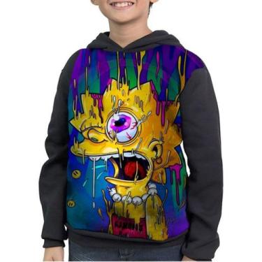 Imagem de Moletom Infantil The Simpsons Lisa Simpson Psicodélico - smoke, Preto,