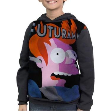 Imagem de Moletom Infantil Philip Fry Futurama Série Desenho - smoke, Preto, 2