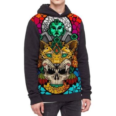 Imagem de Moletom Com Capuz Casaco Caveira Guerreiro Caveira - smoke, Preto, GG