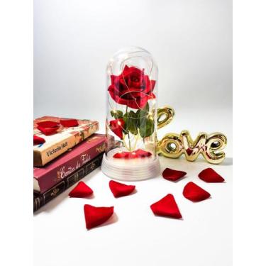 Imagem de Luminária Cúpula A Bela E A Fera A Rosa Encantada Presente para namora