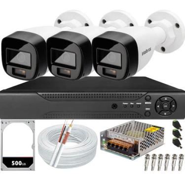 Imagem de Kit Cftv 3 Câmeras Vhd 1220b Colorvu Intelbras Dvr Alta Performance 4c