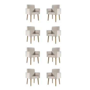 Imagem de Kit 08 Poltronas Nina Decorativa Para Recepção Courino Cor:courino Bege