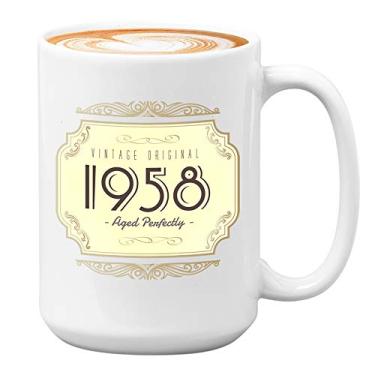 Imagem de Caneca de café de aniversário 425 g branca, vintage envelhecida perfeitamente idosa para avós