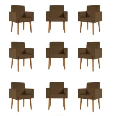 Imagem de Kit 09 Cadeiras Poltronas Decorativa - Escritório - Recepção Cor:marrom